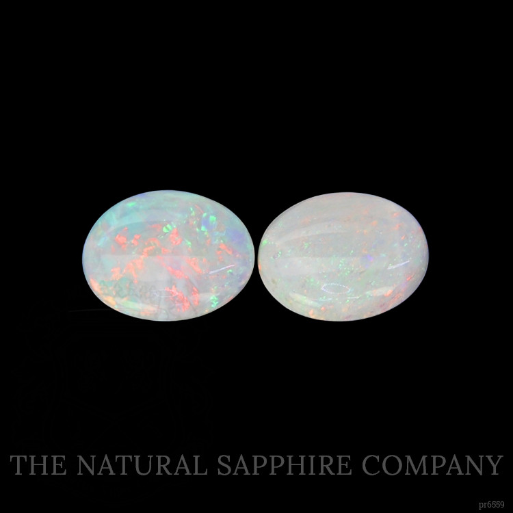 3.38 Ct.Tw. Cabochon White Opal Pair from Australia