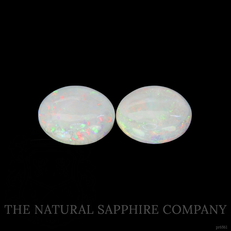 2.92 Ct.Tw. Cabochon White Opal Pair from Australia