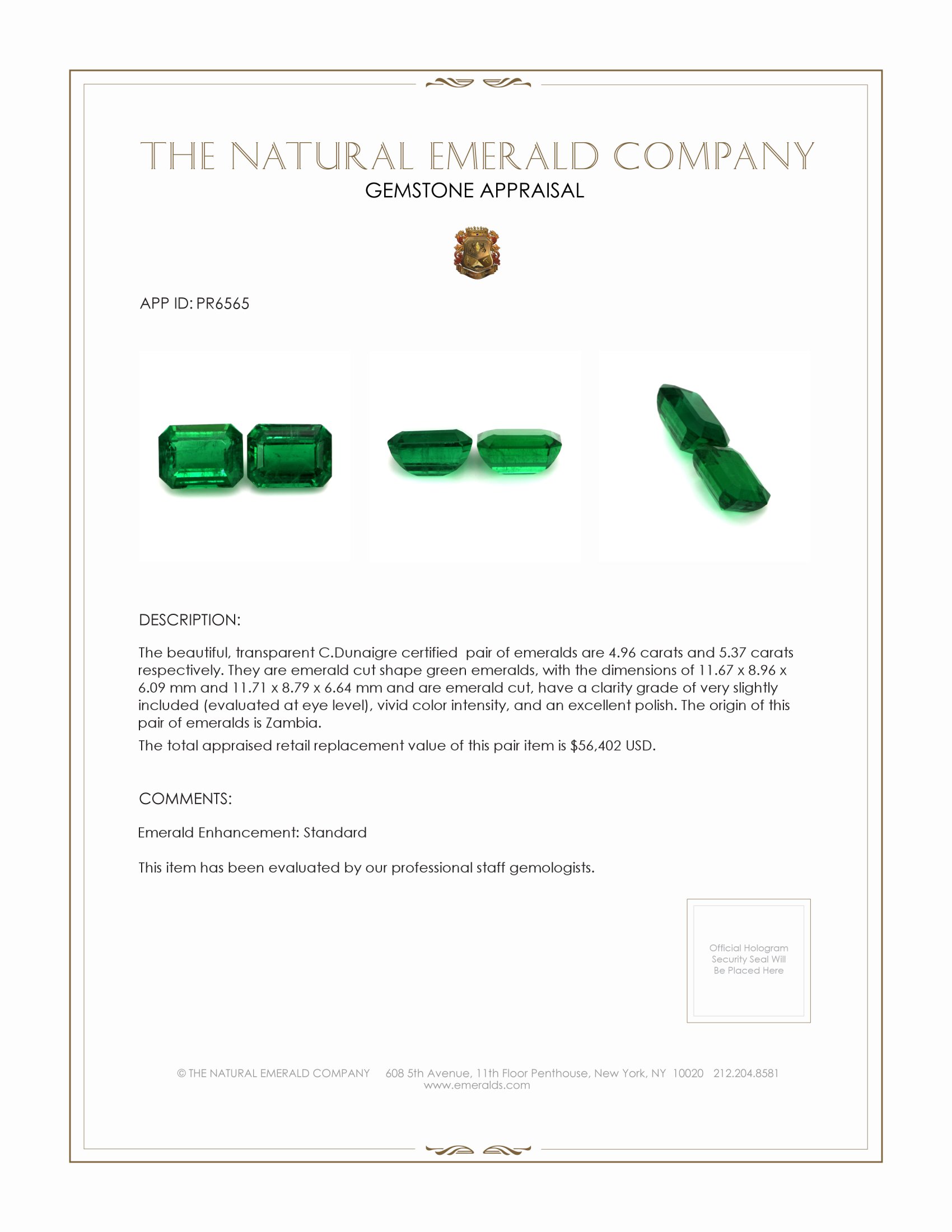 10.33 Ct.Tw. Emerald Pair from Zambia