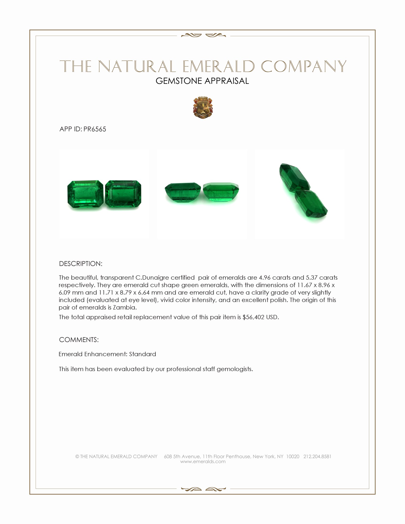 10.33 Ct.Tw. Emerald Pair from Zambia