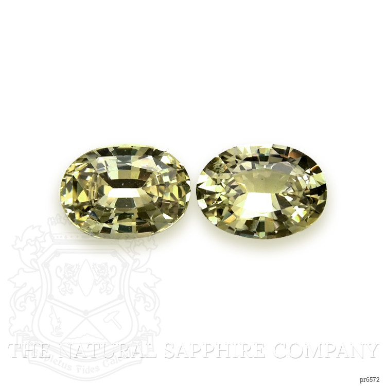 2.18 Ct.Tw. Yellowish Green Sapphire Pair from Ceylon (Sri Lanka)