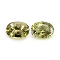 2.10&nbsp;Ct.Tw.Total Carat Weight Yellowish Green Sapphire Pair from Ceylon (Sri Lanka) Video