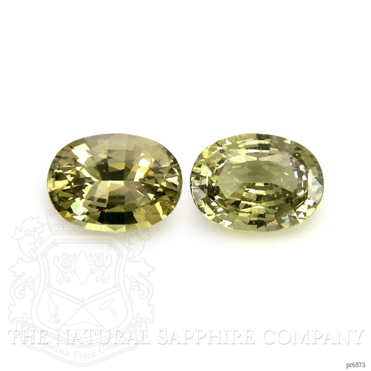2.10 Ct.Tw. Yellowish Green Sapphire Pair from Ceylon (Sri Lanka)