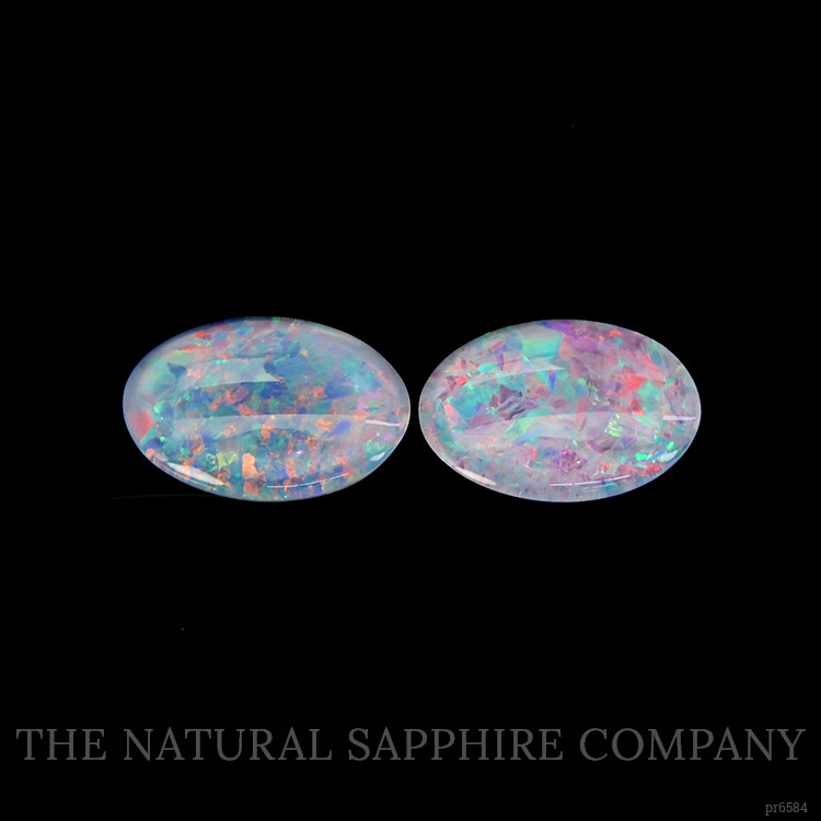 4.92 Ct.Tw. Cabochon White Opal Pair from Australia