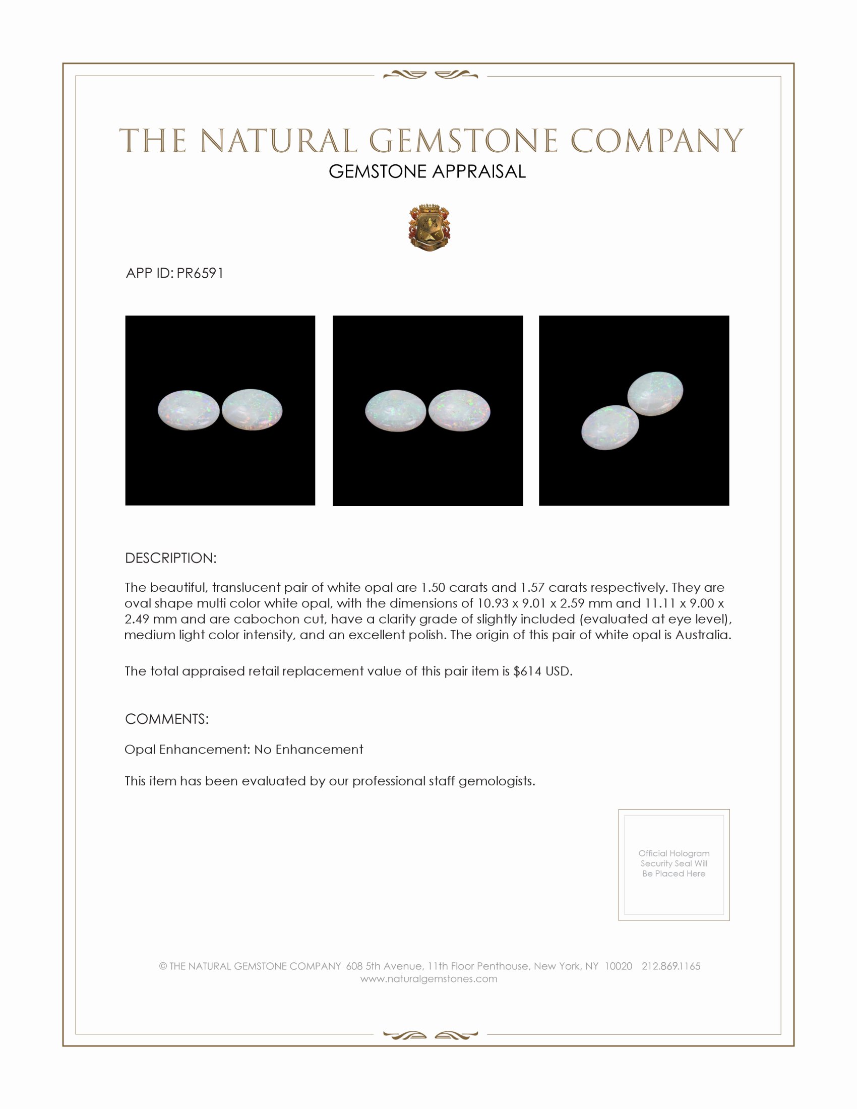 3.07 Ct.Tw. Cabochon Opal Pair from Australia