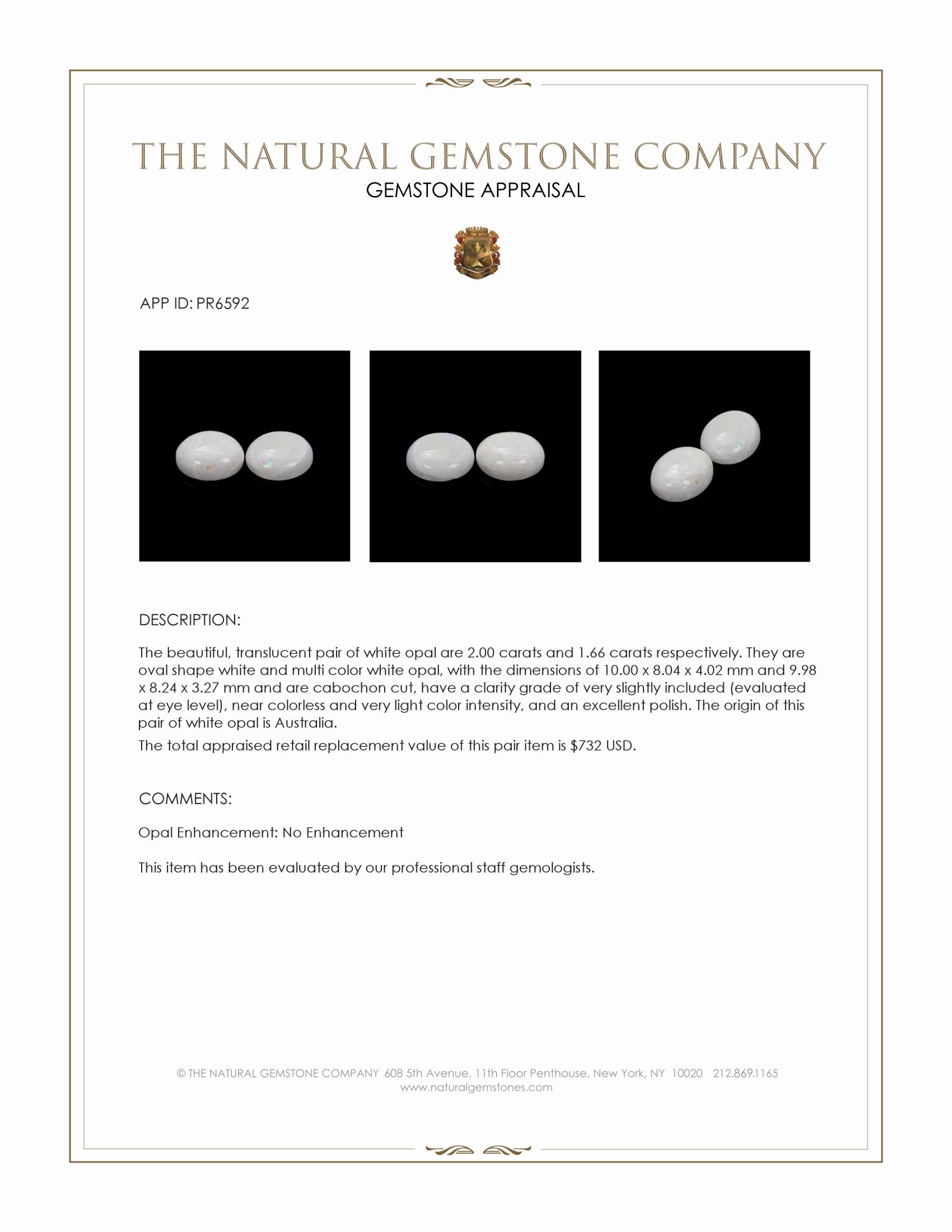 3.66 Ct.Tw. Cabochon Opal Pair from Australia