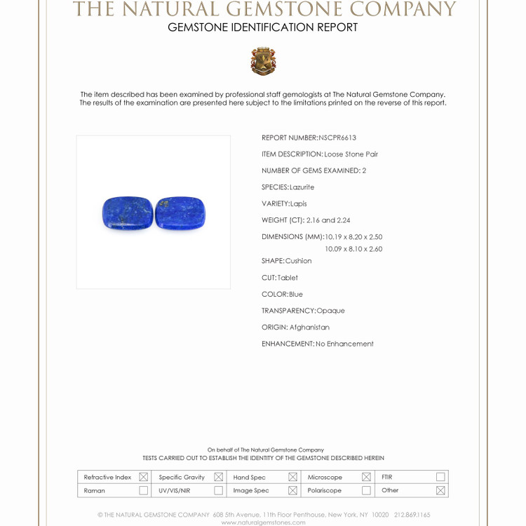 4.40 Ct.Tw. Lapis Pair from Afghanistan