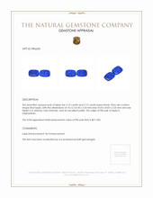 4.28 Ct.Tw.Total Carat Weight Lapis Pair from Afghanistan Appraisal