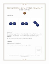 7.80 Ct.Tw.Total Carat Weight Cabochon Lapis Pair from Afghanistan Appraisal