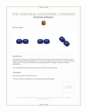 7.75 Ct.Tw.Total Carat Weight Cabochon Lapis Pair from Afghanistan Appraisal