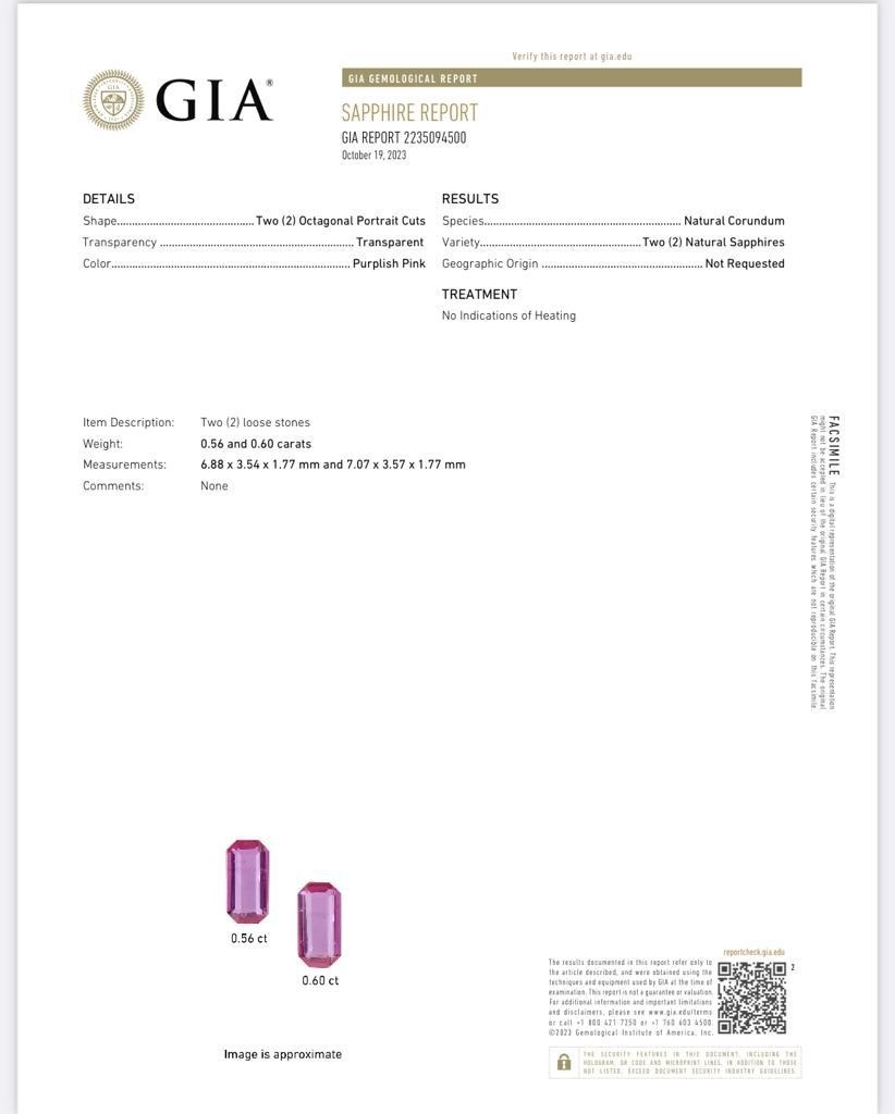 1.16 Ct.Tw. Purplish Pink Sapphire Pair from Ceylon (Sri Lanka)