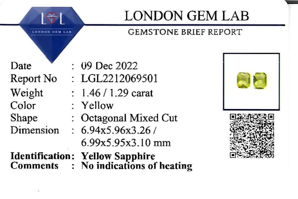 2.75 Ct.Tw. Yellow Sapphire Pair from Ceylon (Sri Lanka)