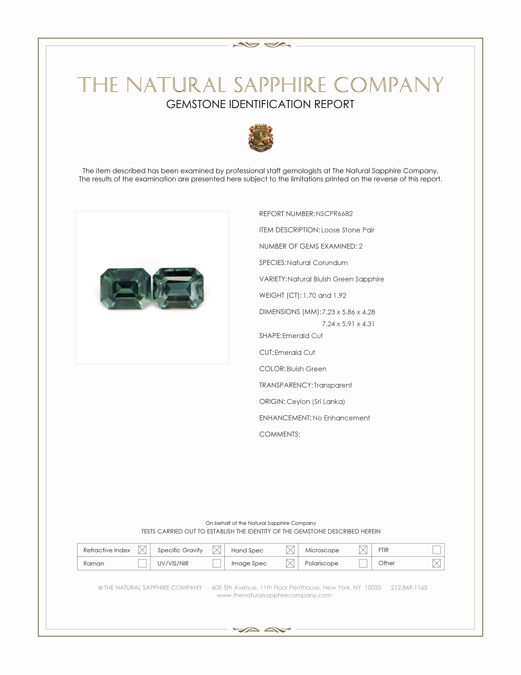3.62 Ct.Tw. Bluish Green Sapphire Pair from Ceylon (Sri Lanka)