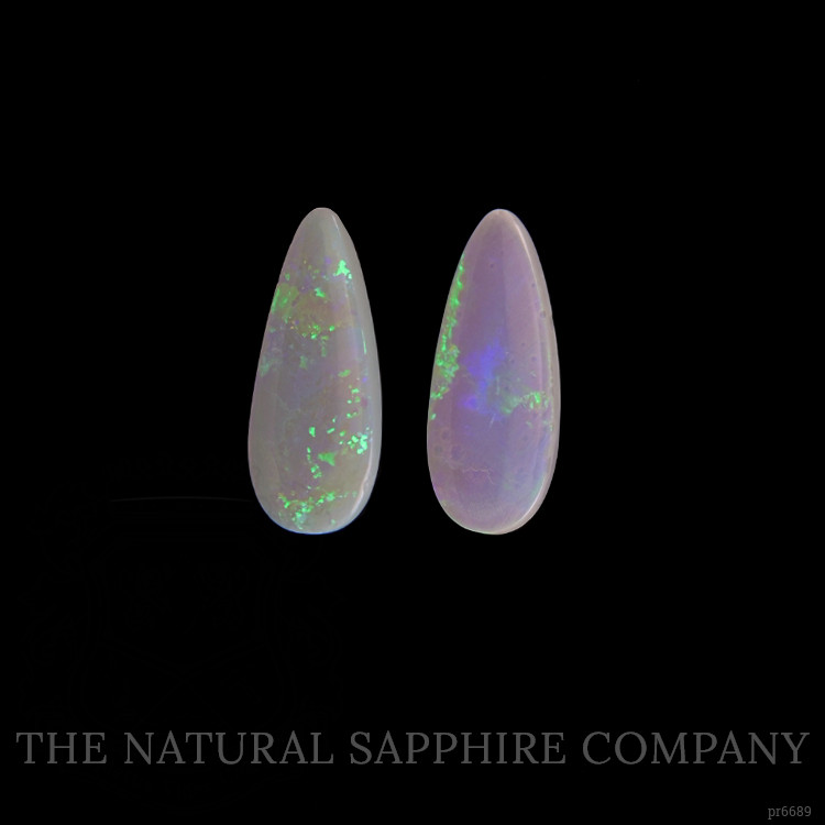 4.30 Ct.Tw. Cabochon Semi-Black Opal Pair from Australia