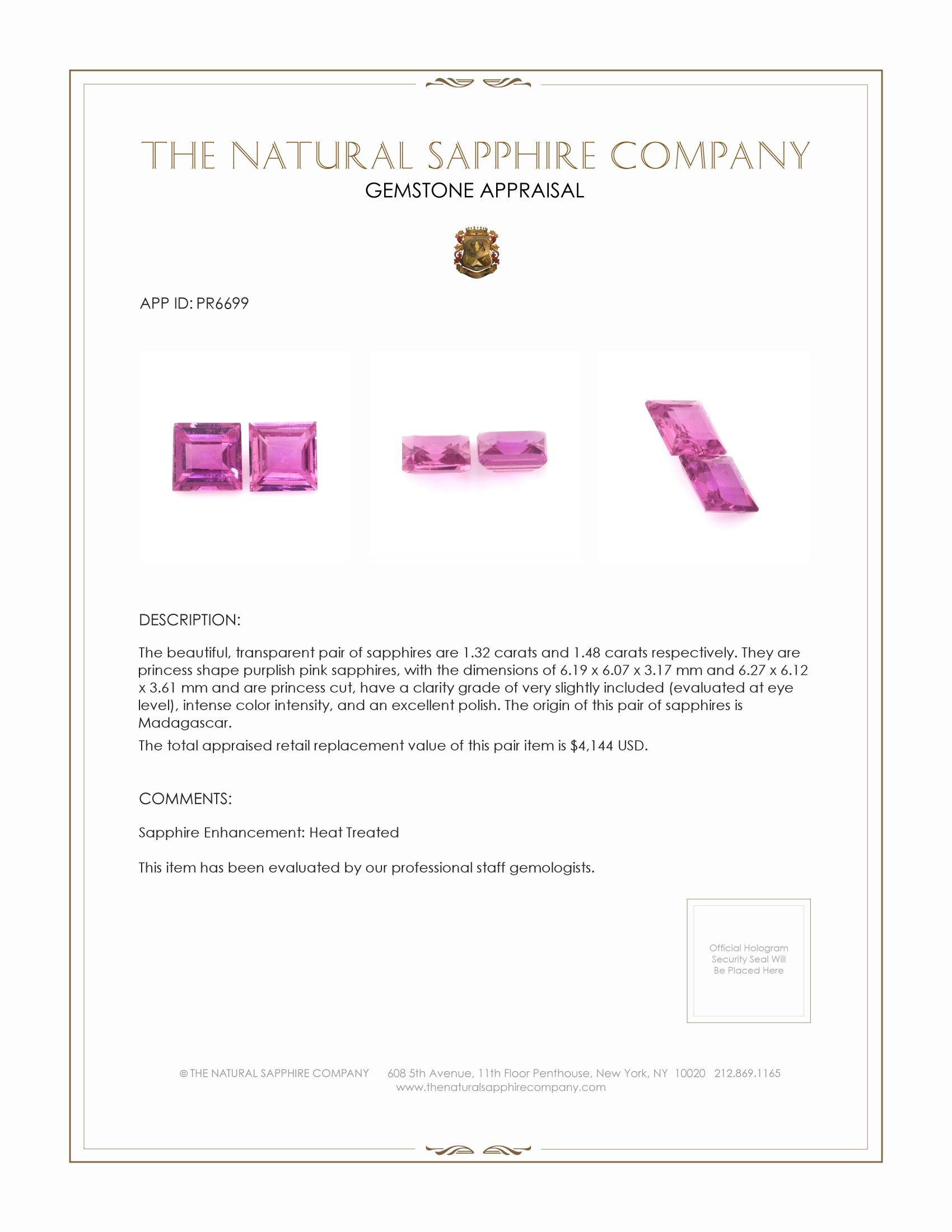 2.80 Ct.Tw. Purplish Pink Sapphire Pair from Madagascar