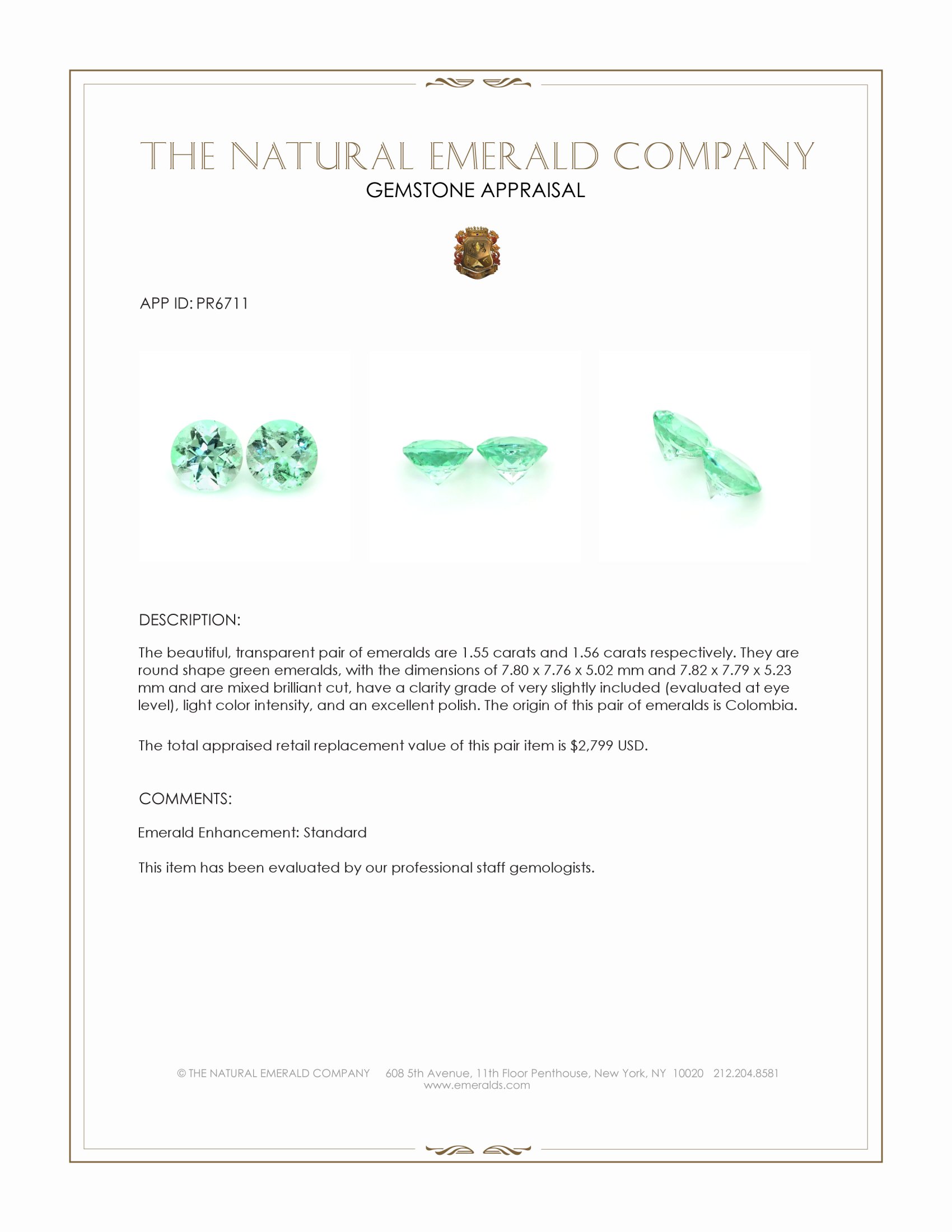 3.11 Ct.Tw. Emerald Pair from Colombia