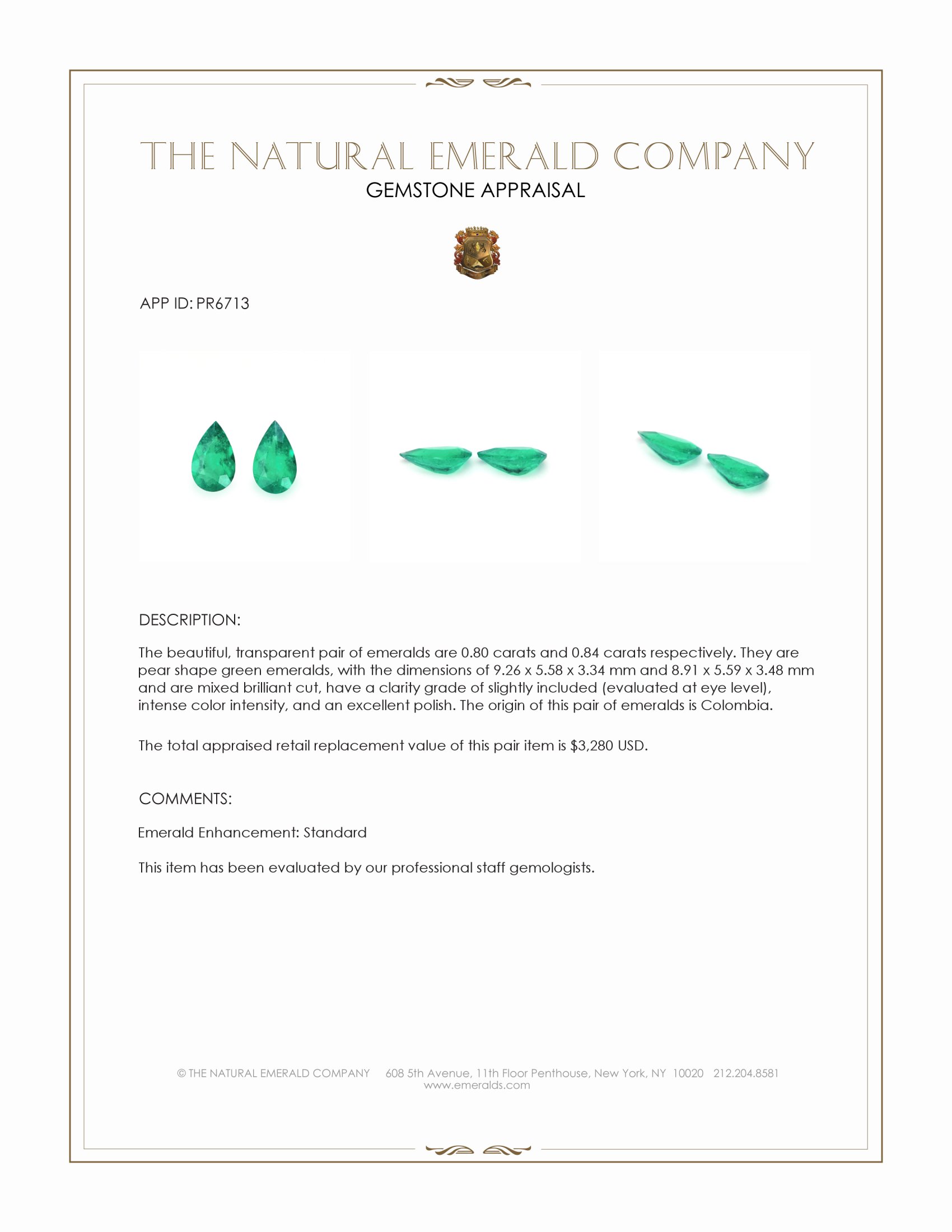 1.64 Ct.Tw. Emerald Pair from Colombia
