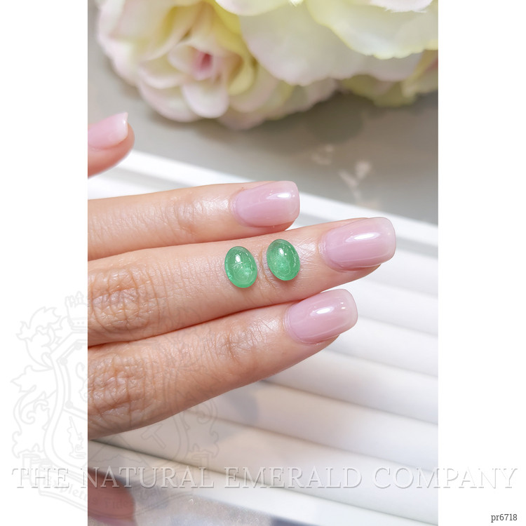 2.56 Ct.Tw. Cabochon Emerald Pair from Brazil