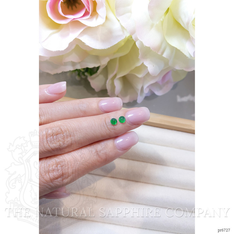 0.40 Ct.Tw. Cabochon Emerald Pair from Brazil