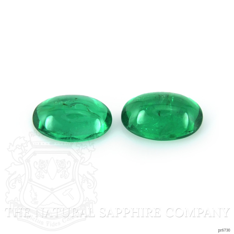0.72 Ct.Tw. Cabochon Emerald Pair from Brazil