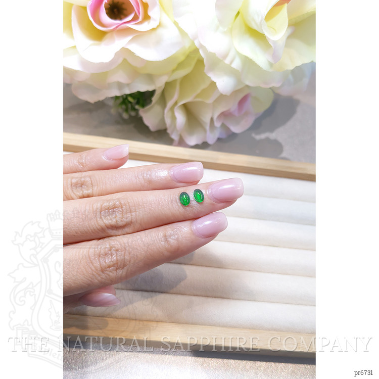 0.74 Ct.Tw. Cabochon Emerald Pair from Brazil