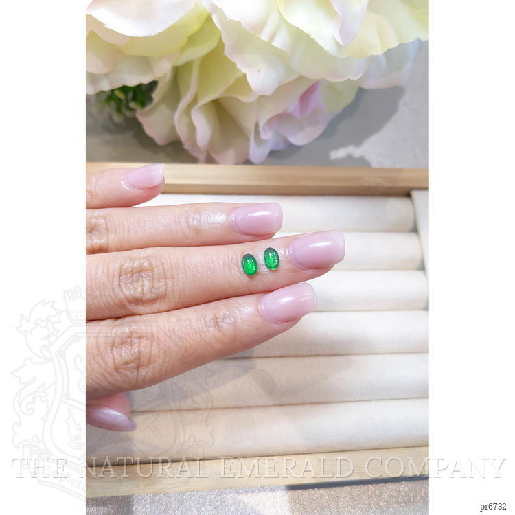 0.74 Ct.Tw. Cabochon Emerald Pair from Brazil