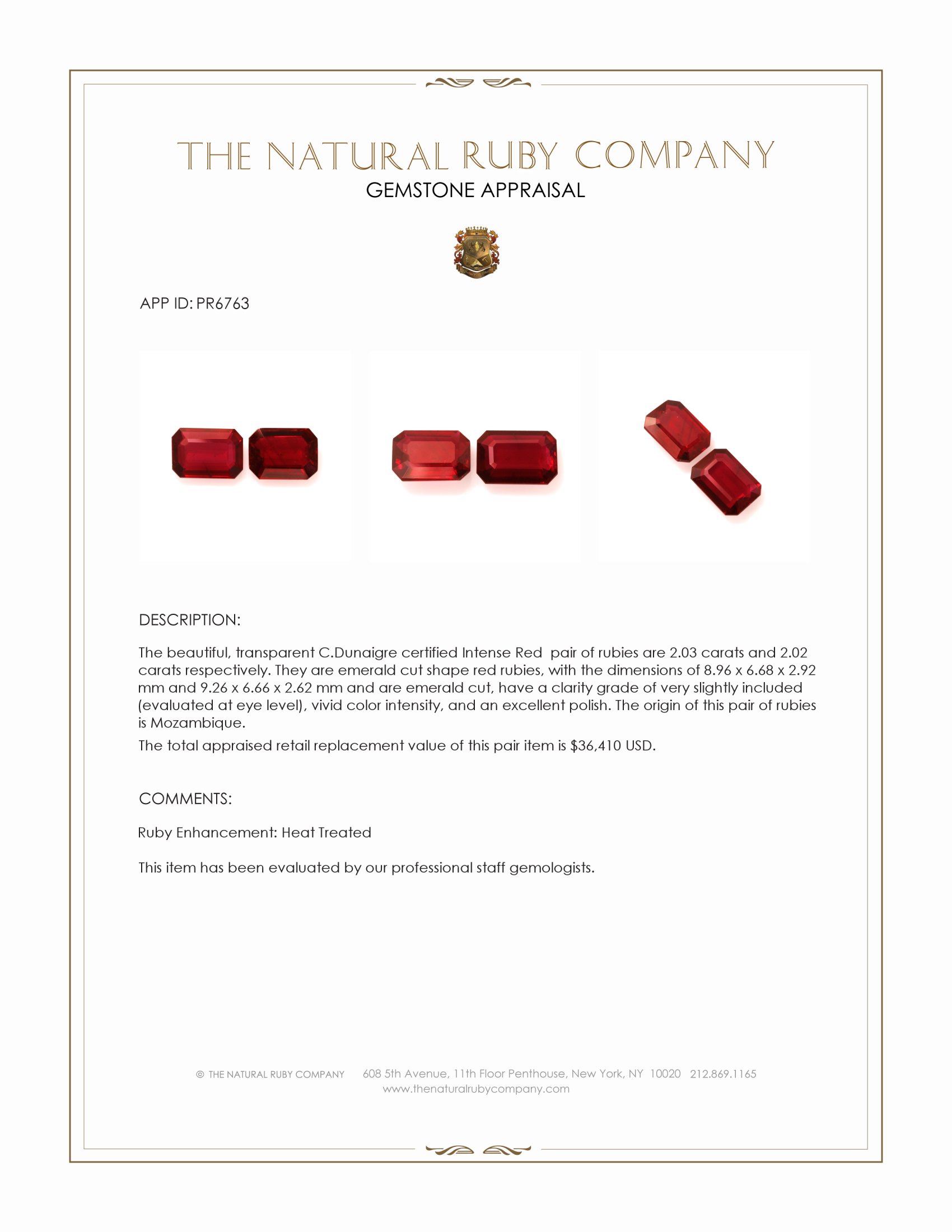 4.05 Ct.Tw. Ruby Pair from Mozambique