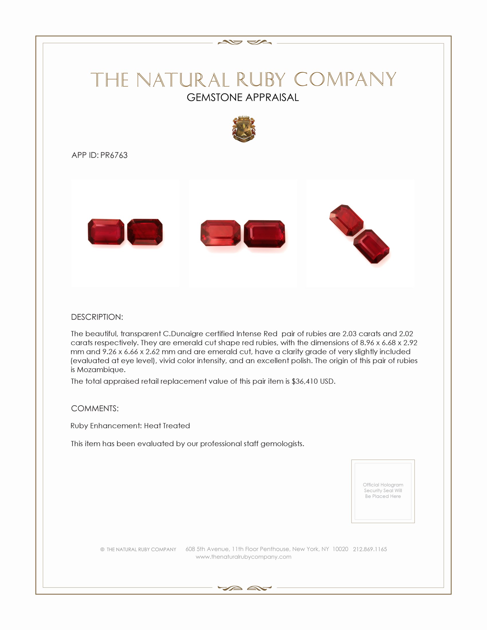 4.05 Ct.Tw. Ruby Pair from Mozambique