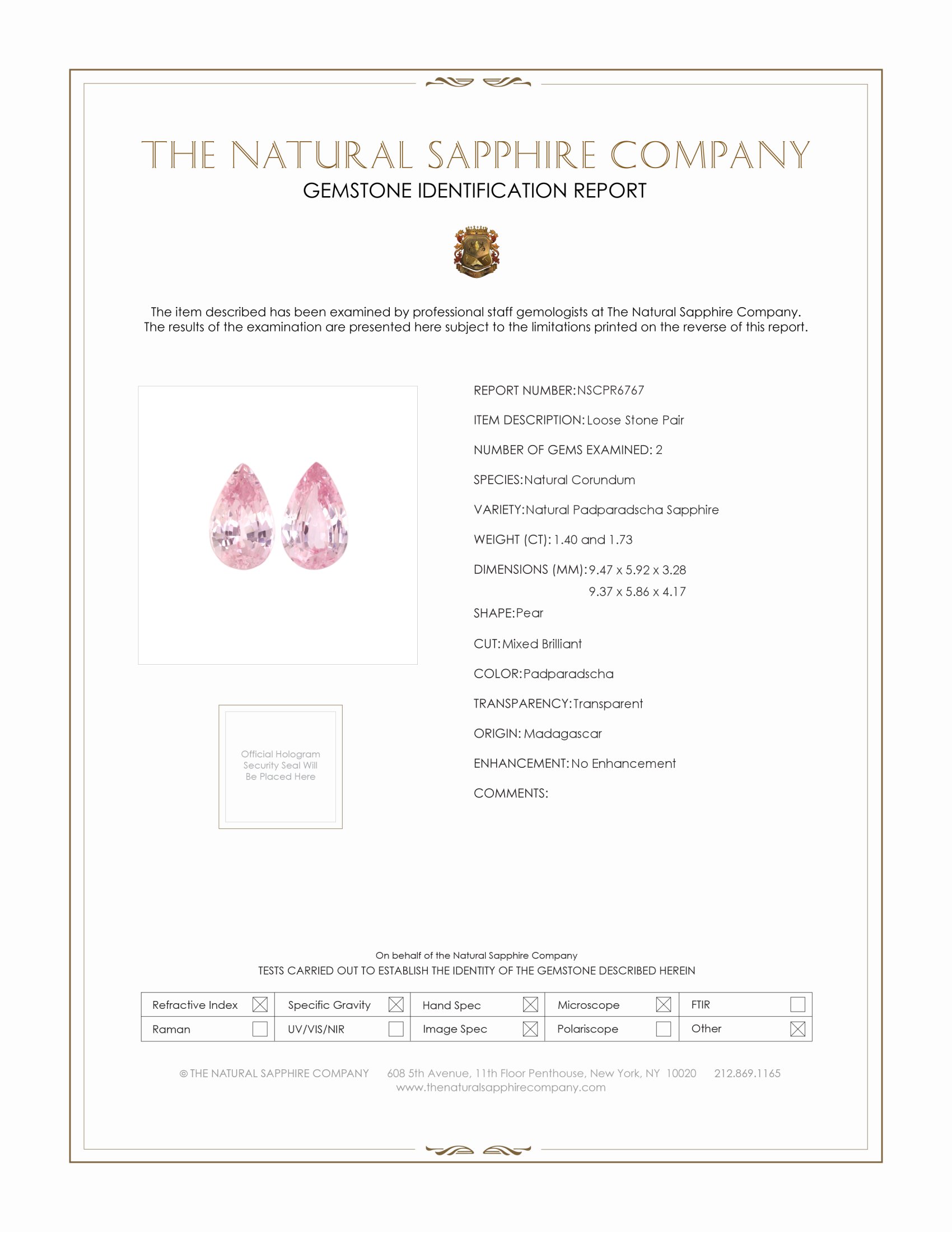 3.13 Ct.Tw. Padparadscha Sapphire Pair from Madagascar