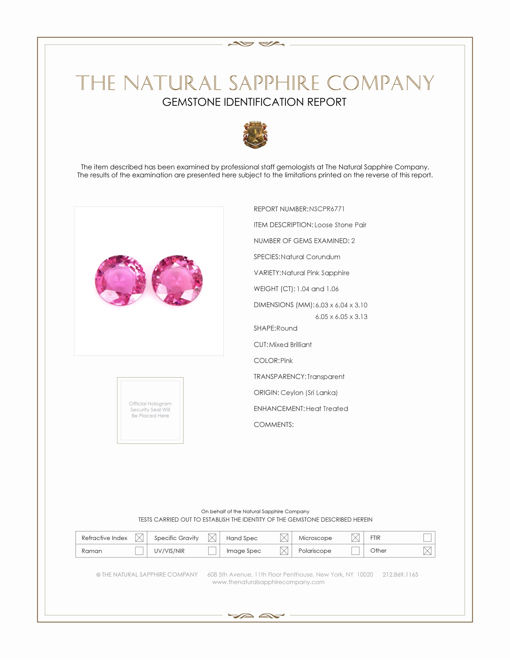2.10 Ct.Tw. Pink Sapphire Pair from Ceylon (Sri Lanka)