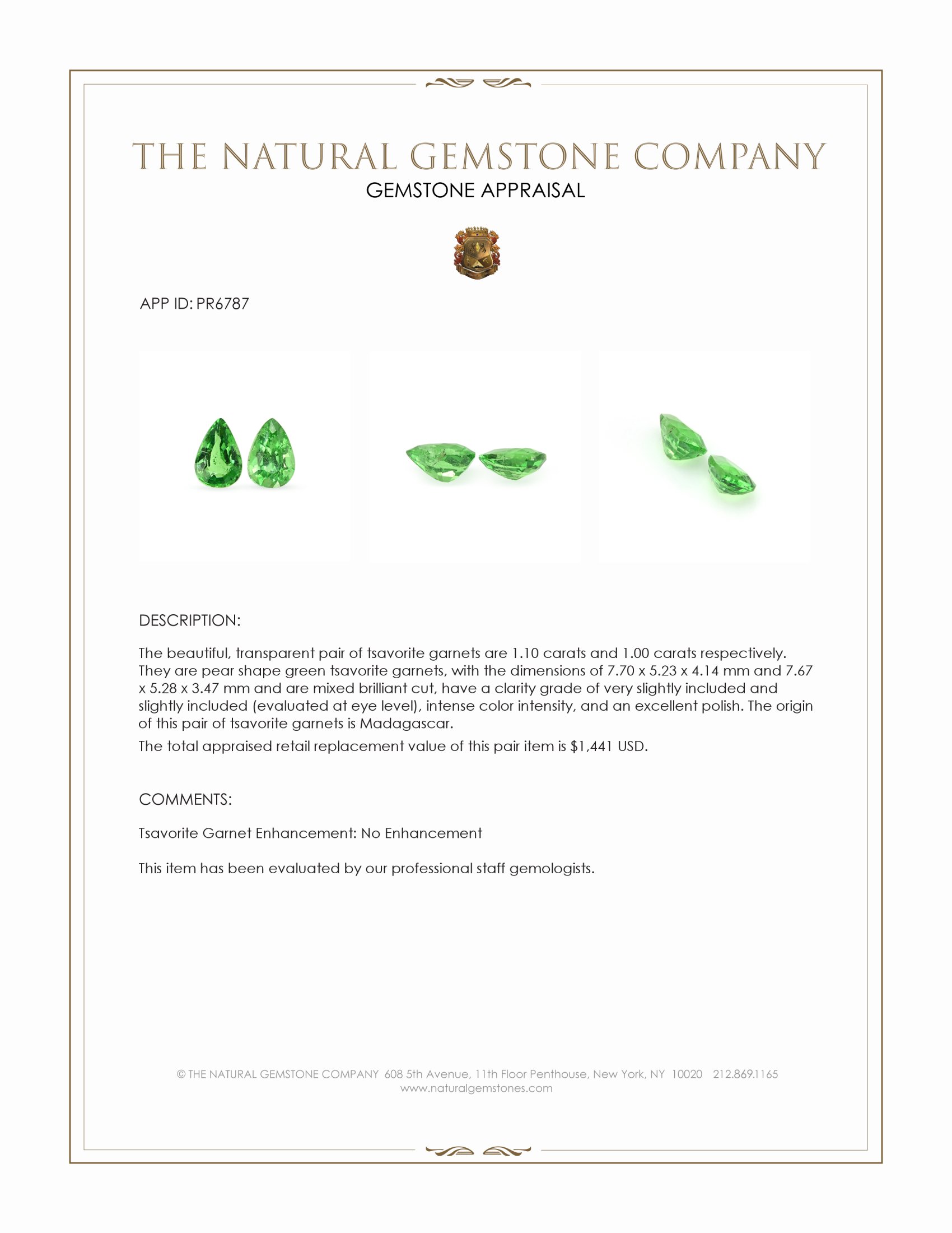 2.10 Ct.Tw. Tsavorite Garnet Pair from Madagascar