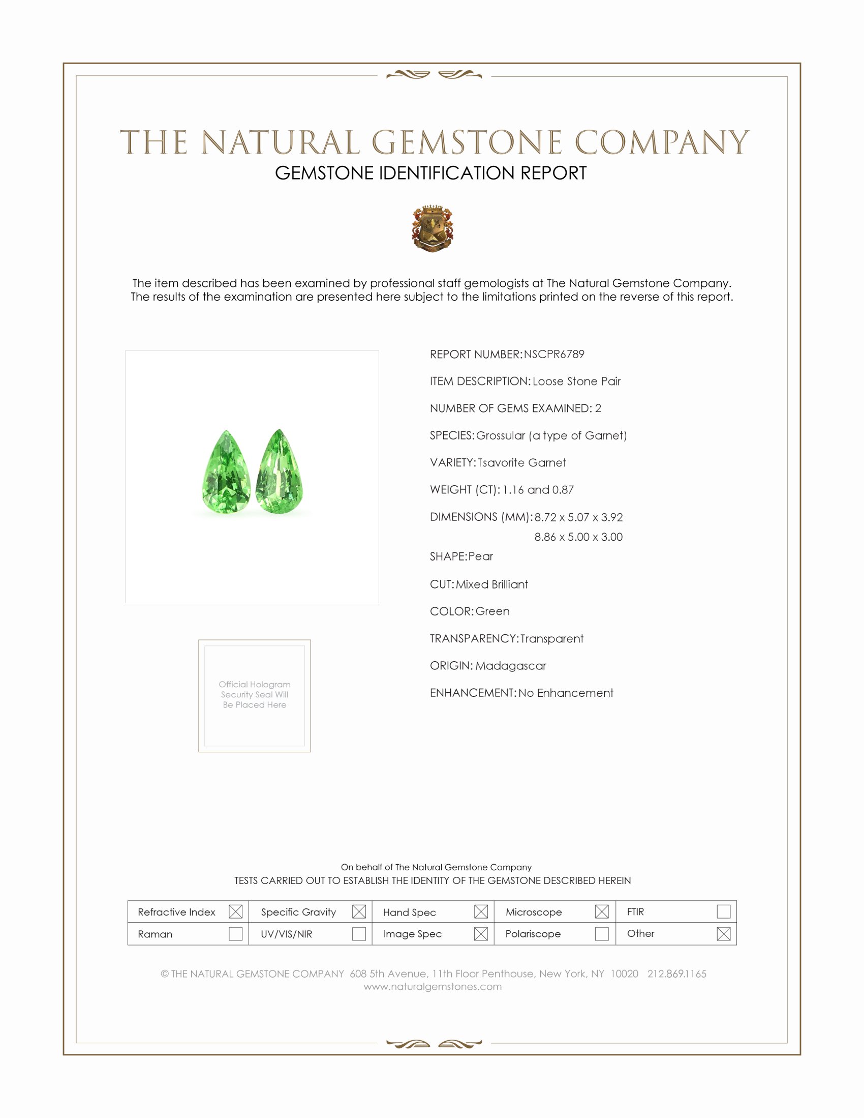 2.03 Ct.Tw. Tsavorite Garnet Pair from Madagascar