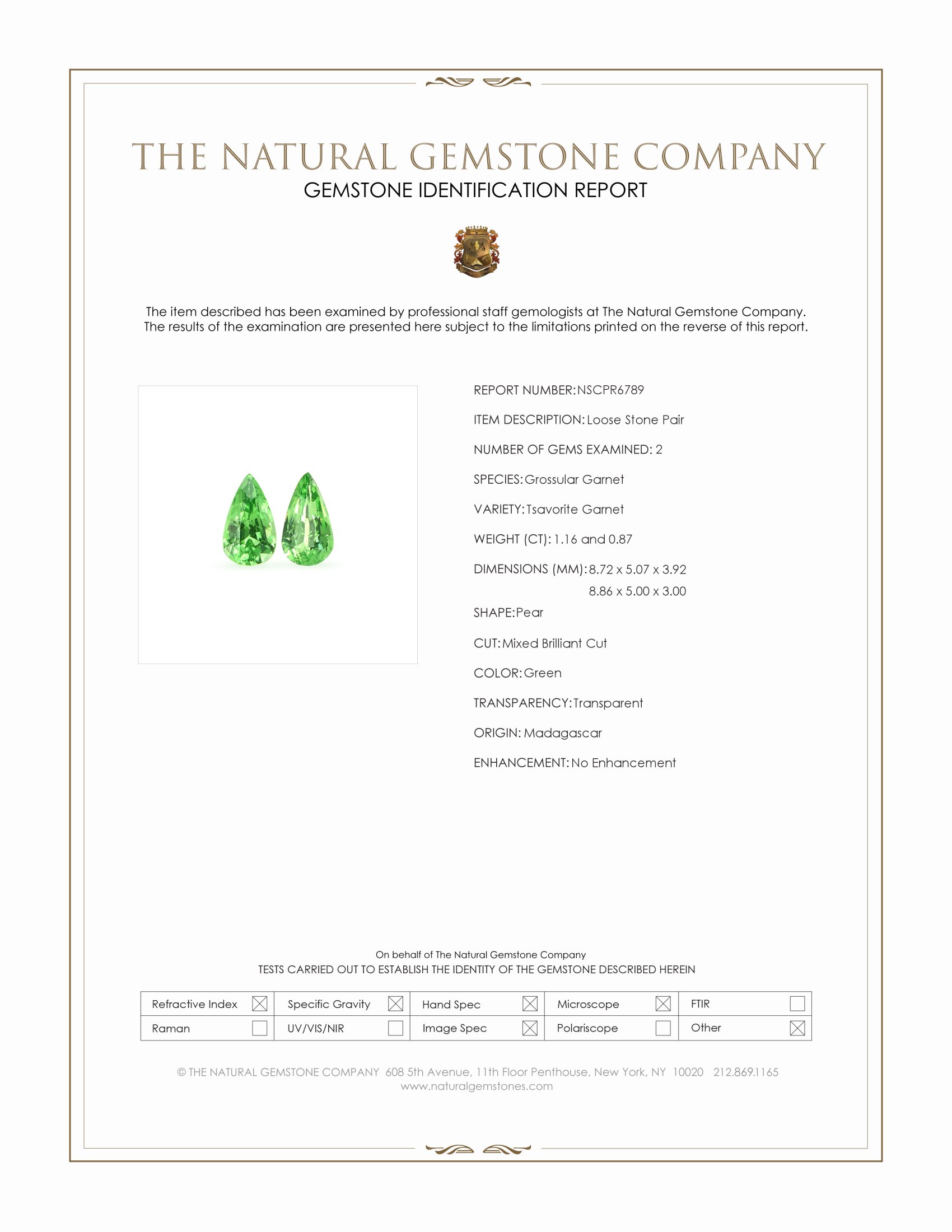 2.03 Ct.Tw. Tsavorite Garnet Pair from Madagascar