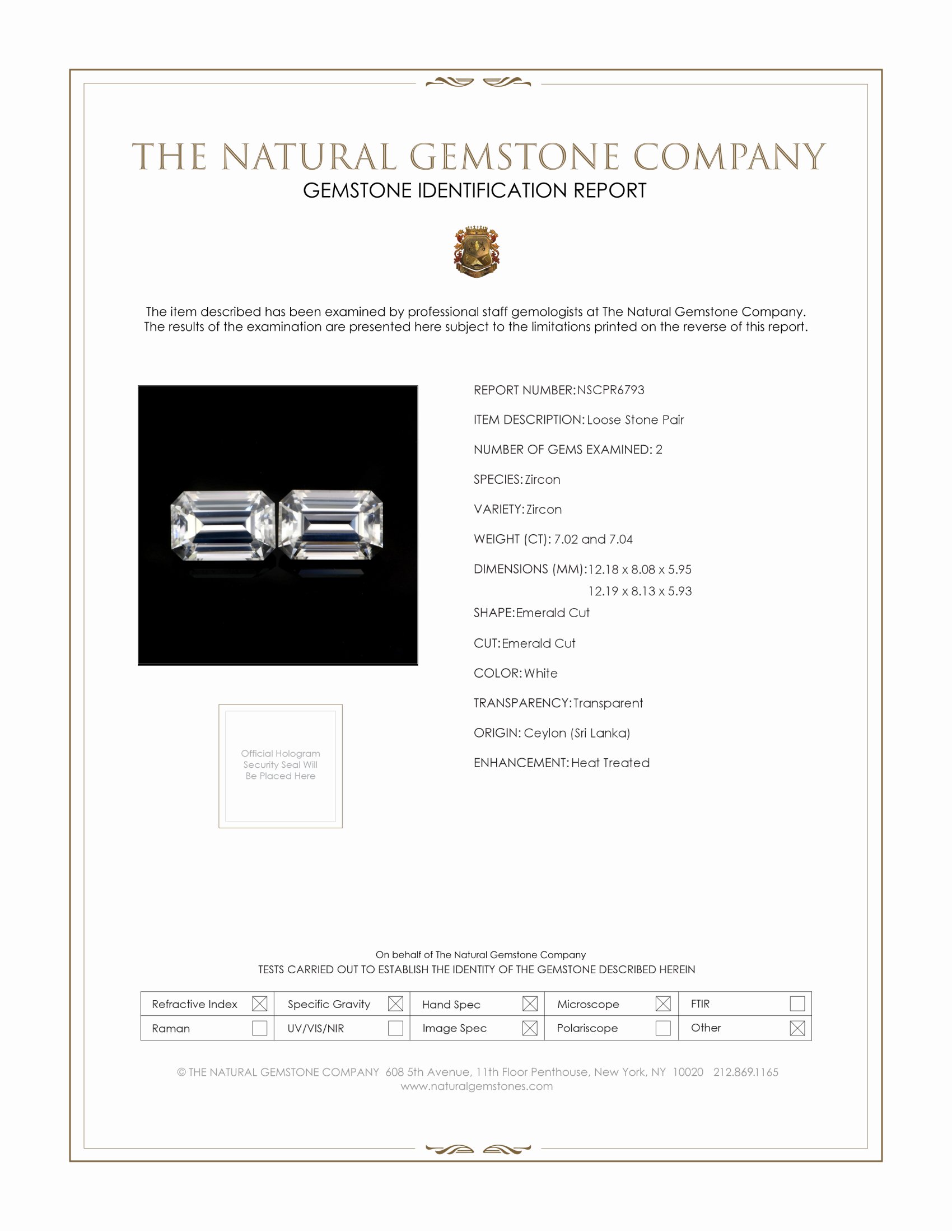 14.06 Ct.Tw. White Zircon Pair from Ceylon (Sri Lanka)