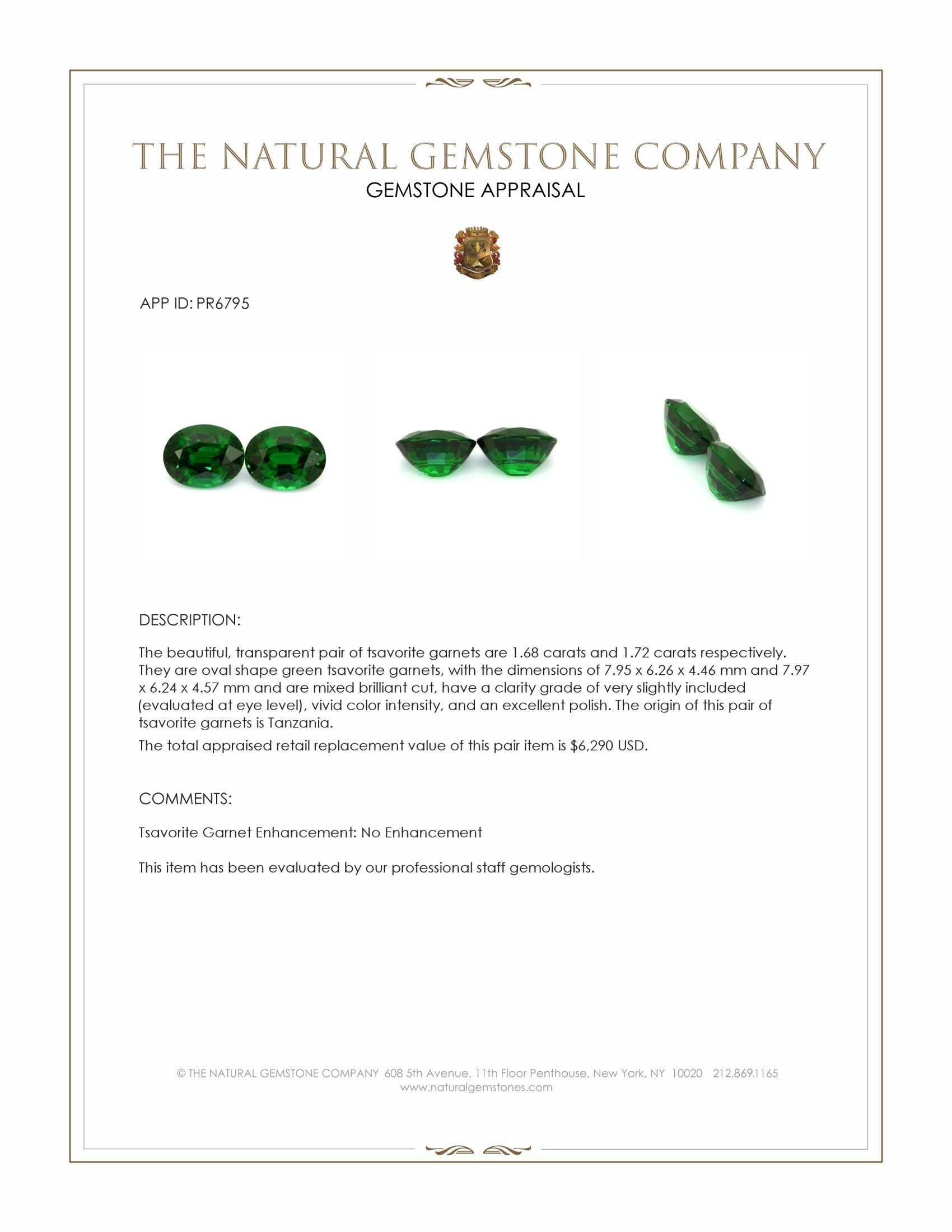 3.40 Ct.Tw. Tsavorite Garnet Pair from Tanzania