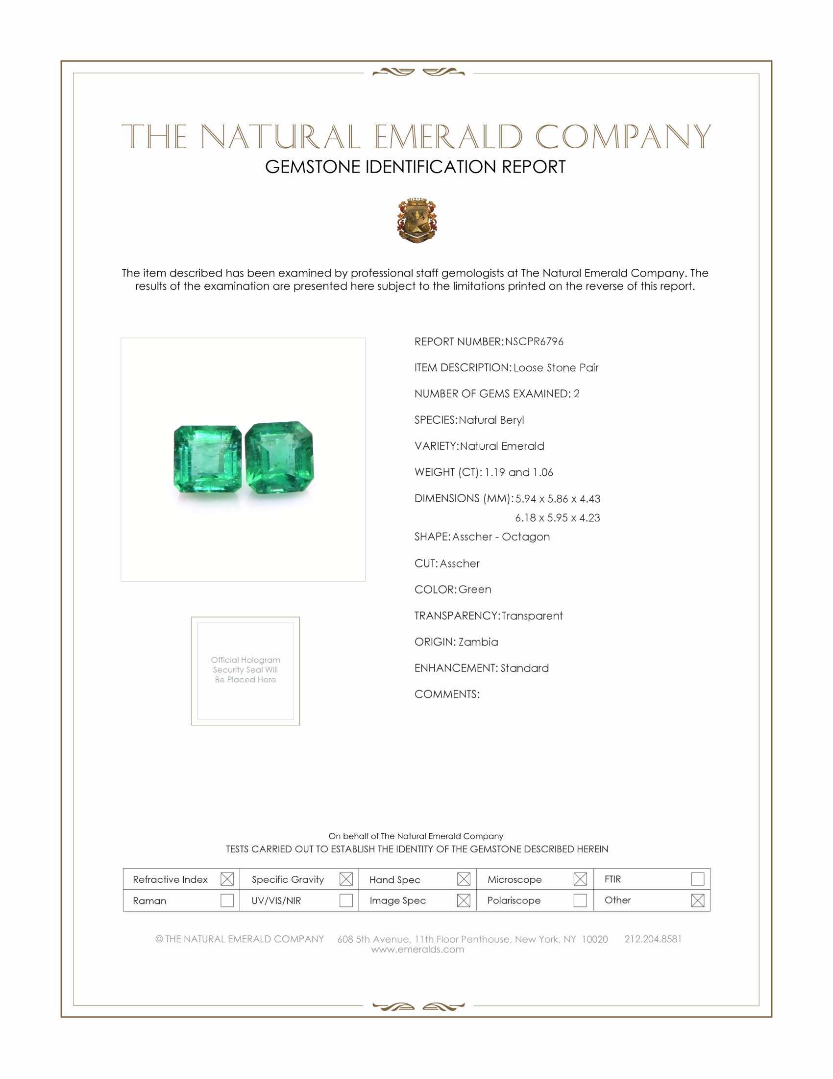 2.25 Ct.Tw. Emerald Pair from Zambia