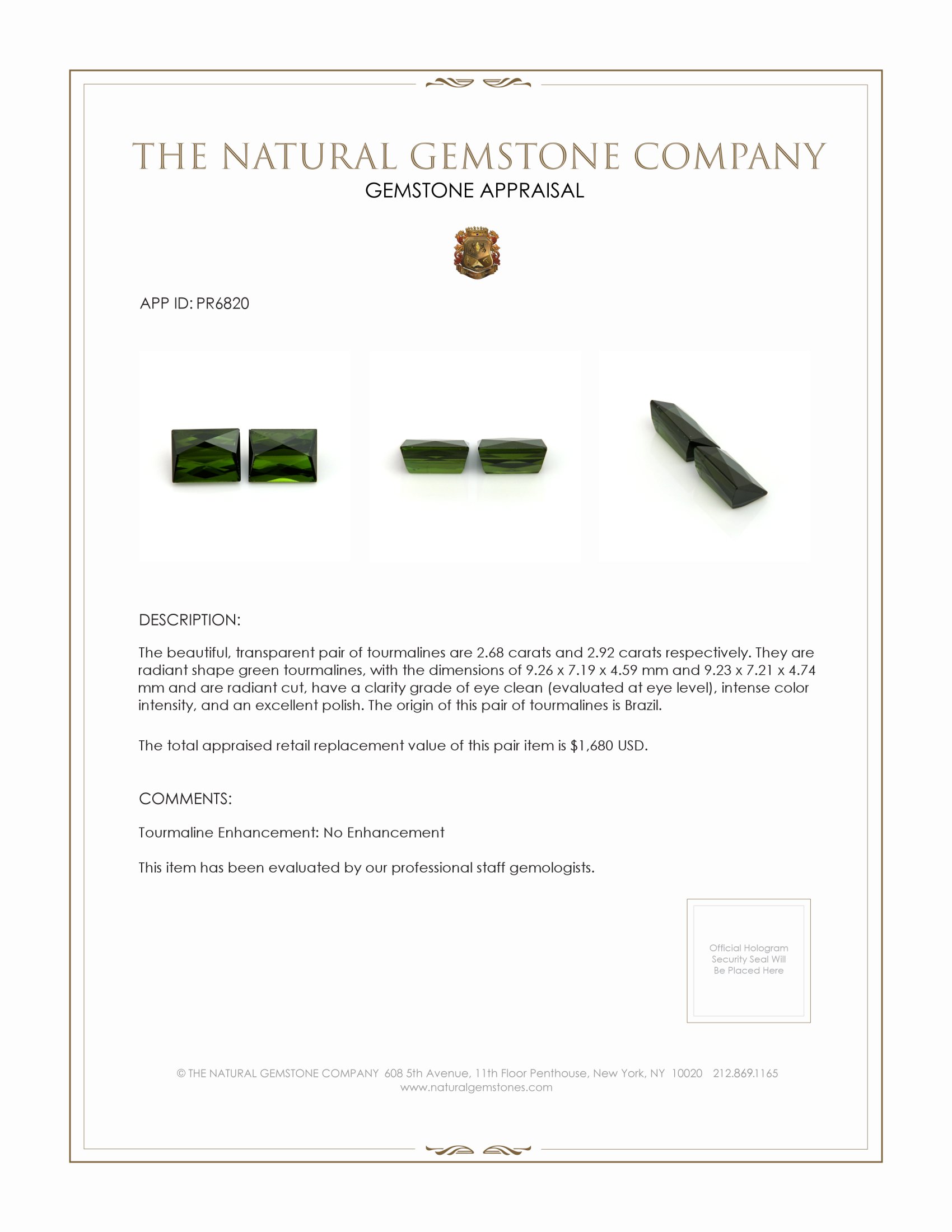 5.60 Ct.Tw. Tourmaline Pair from Brazil