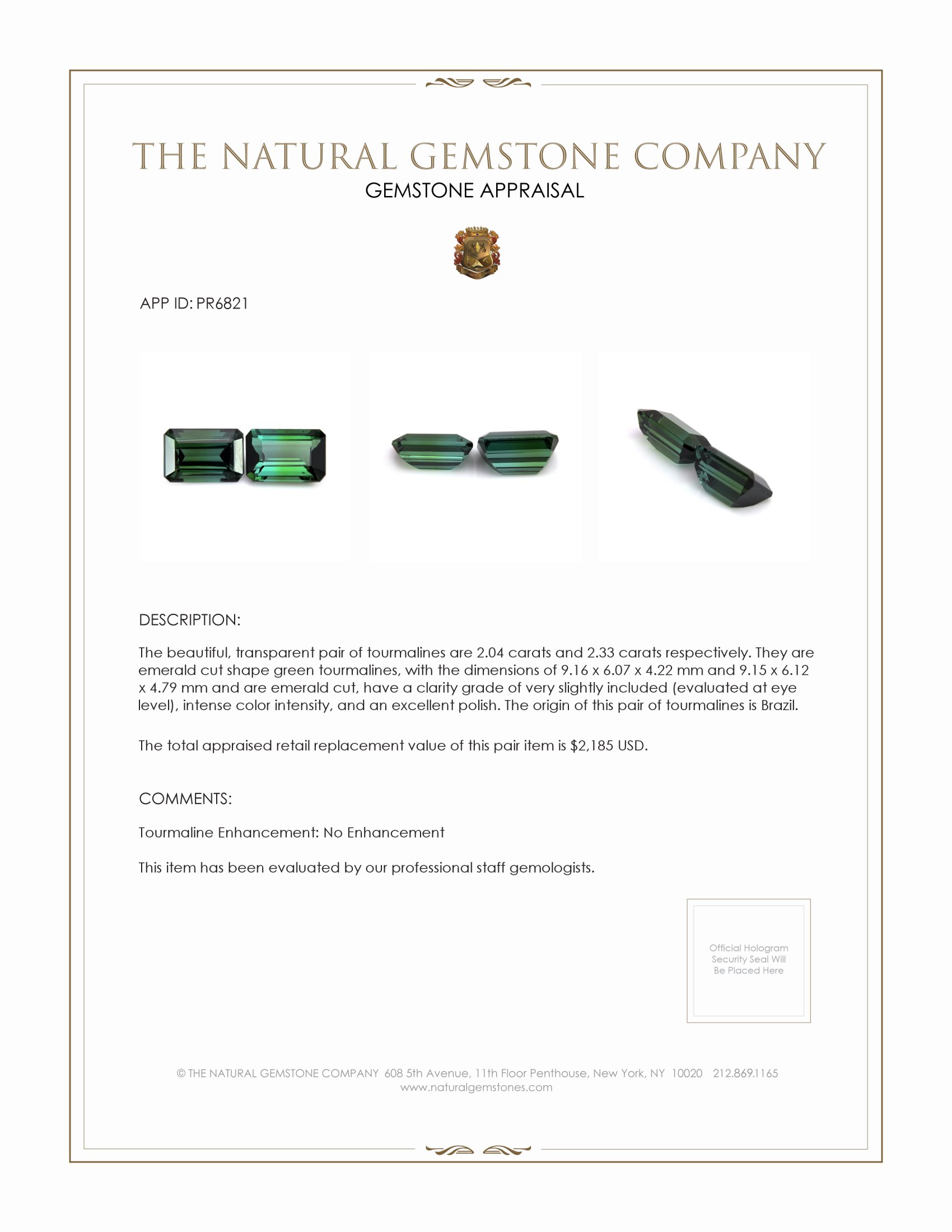 4.37 Ct.Tw. Tourmaline Pair from Brazil