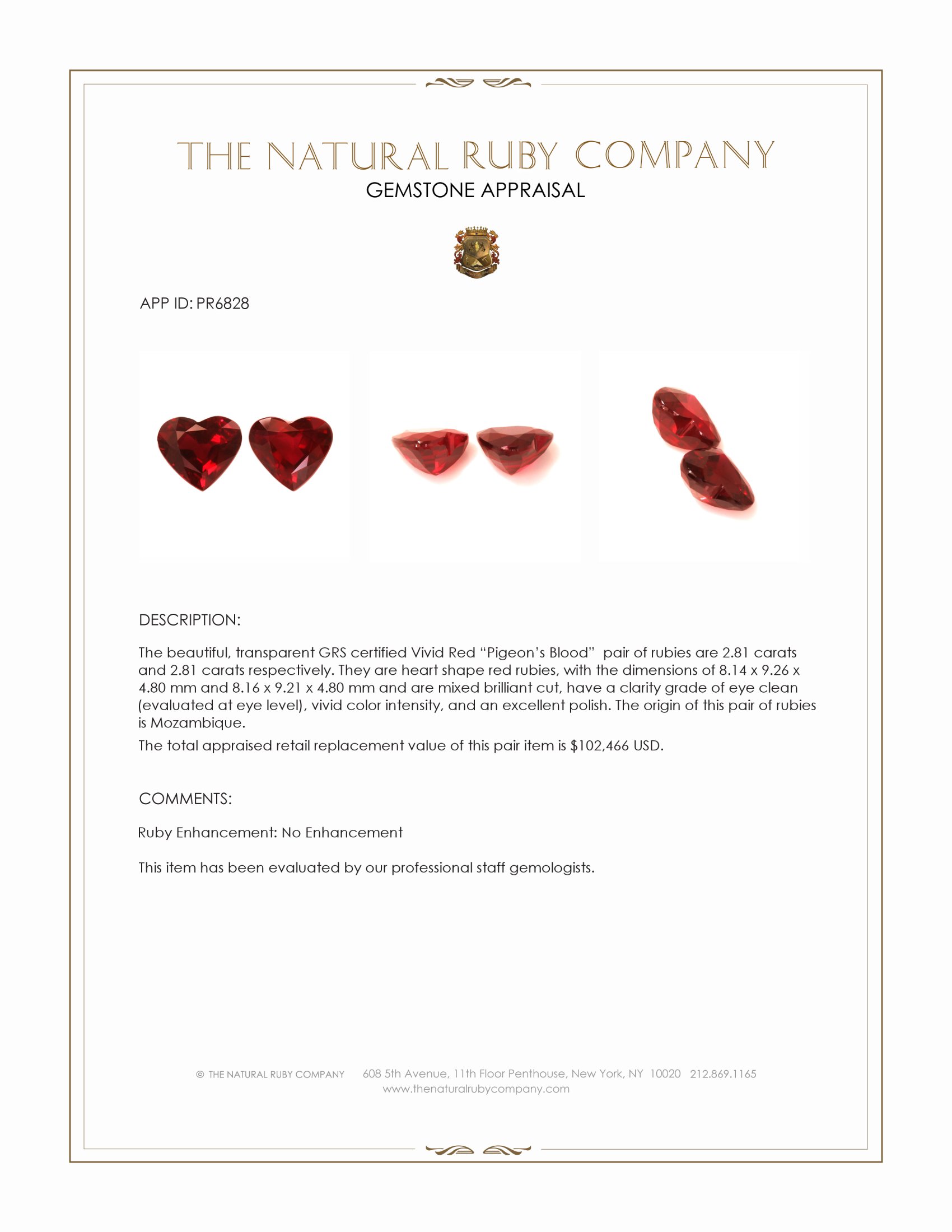5.62 Ct.Tw. Ruby Pair from Mozambique