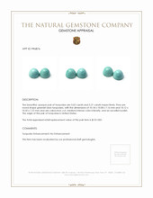 10.23 Ct.Tw.Total Carat Weight Cabochon Turquoise Pair from USA Appraisal