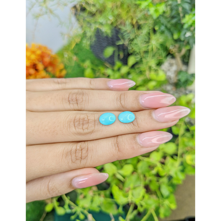 3.12 Ct.Tw. Cabochon Turquoise Pair from United States