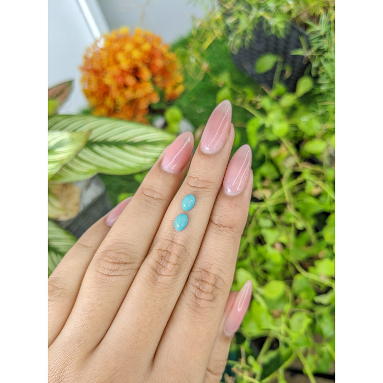 0.93 Ct.Tw. Cabochon Turquoise Pair from United States