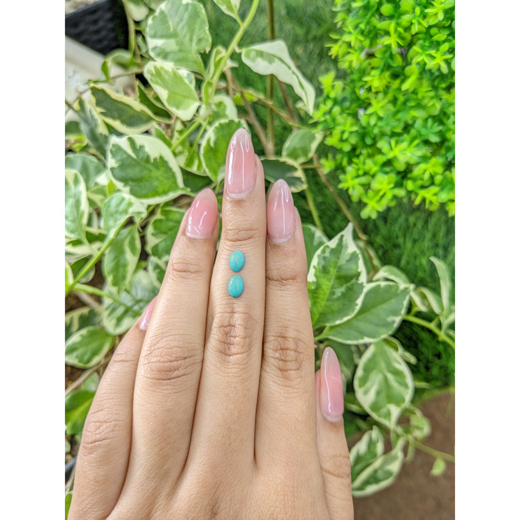 0.93 Ct.Tw. Cabochon Turquoise Pair from United States