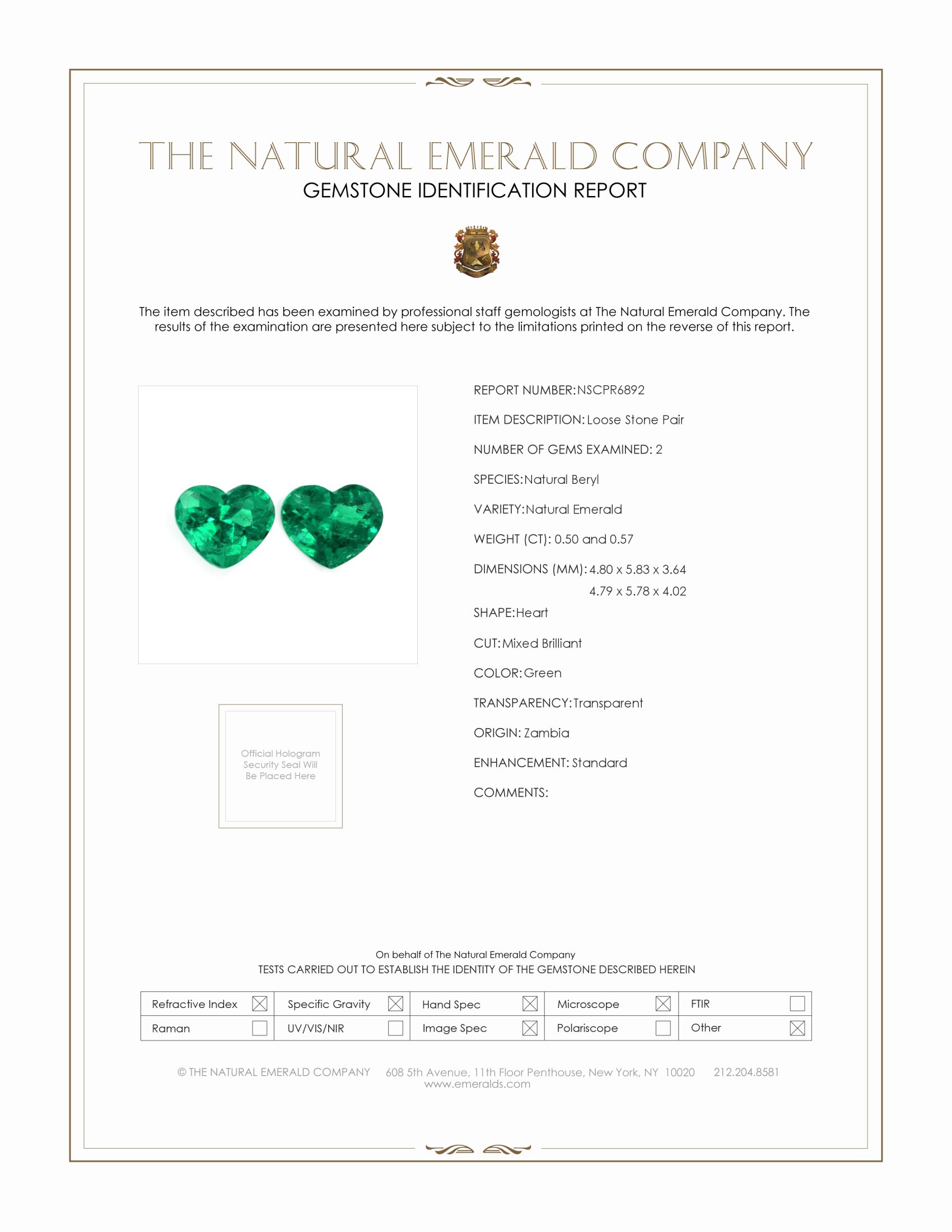 1.07 Ct.Tw. Emerald Pair from Zambia