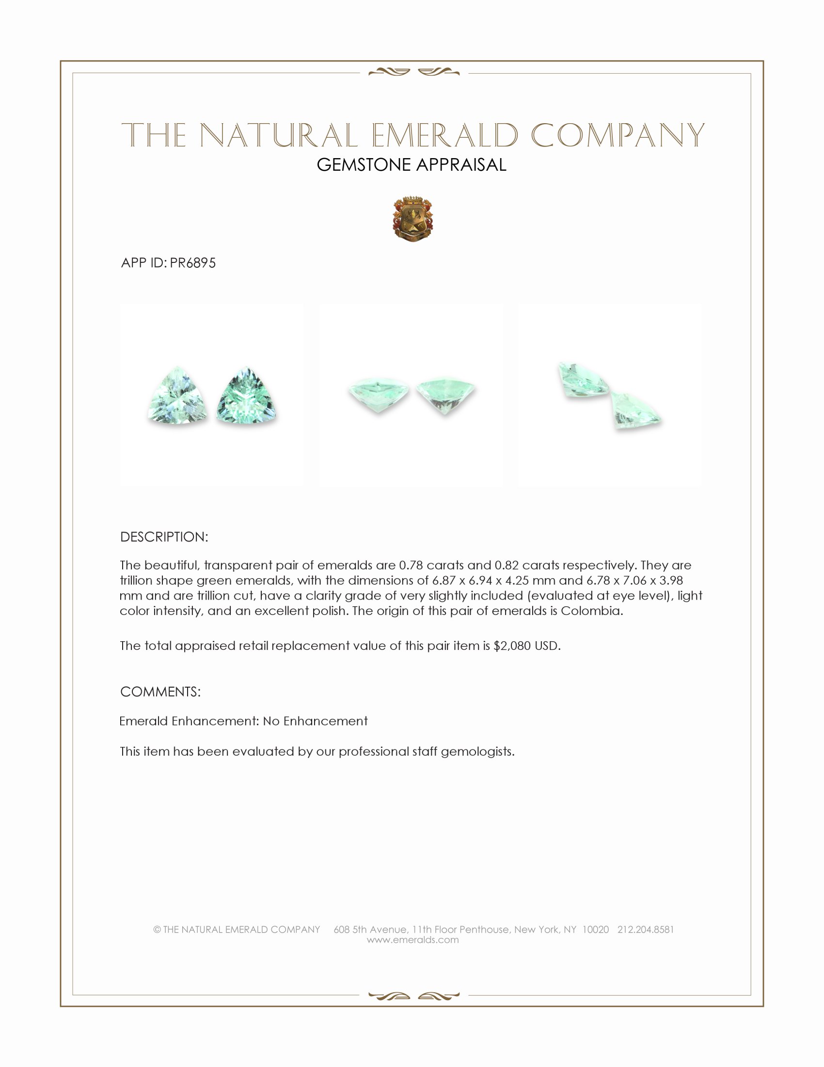 1.60 Ct.Tw. Emerald Pair from Colombia