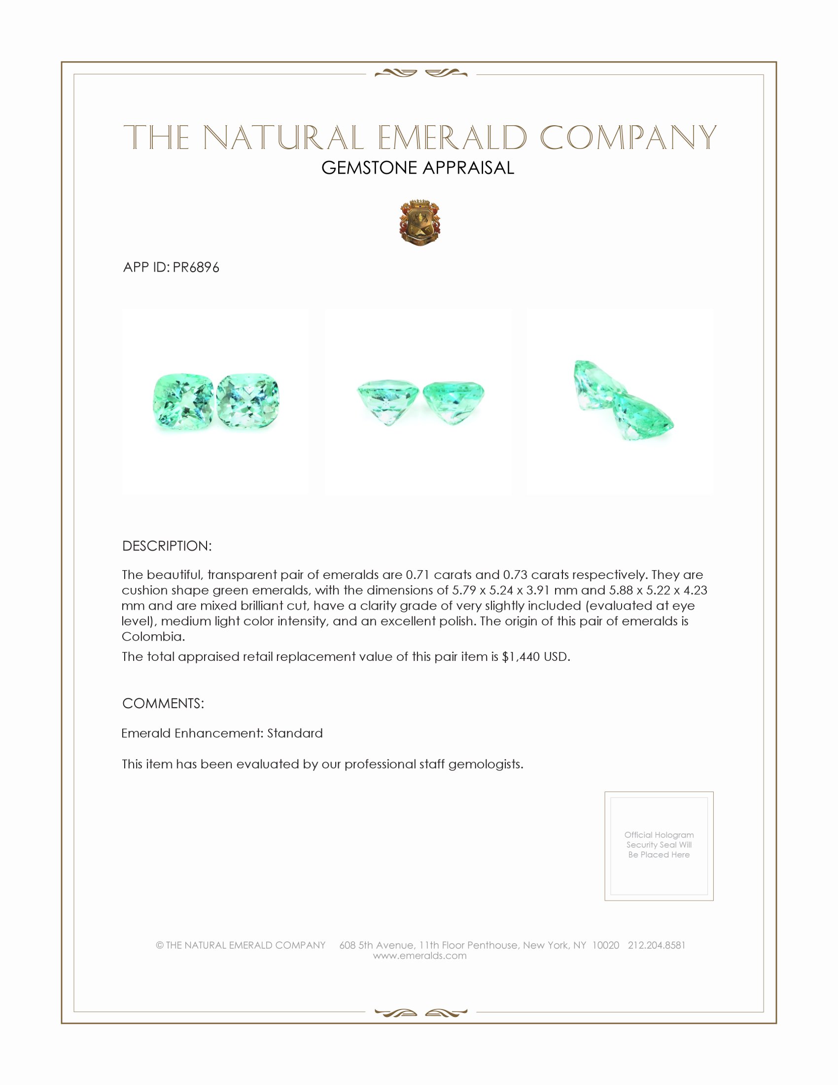 1.44 Ct.Tw. Emerald Pair from Colombia