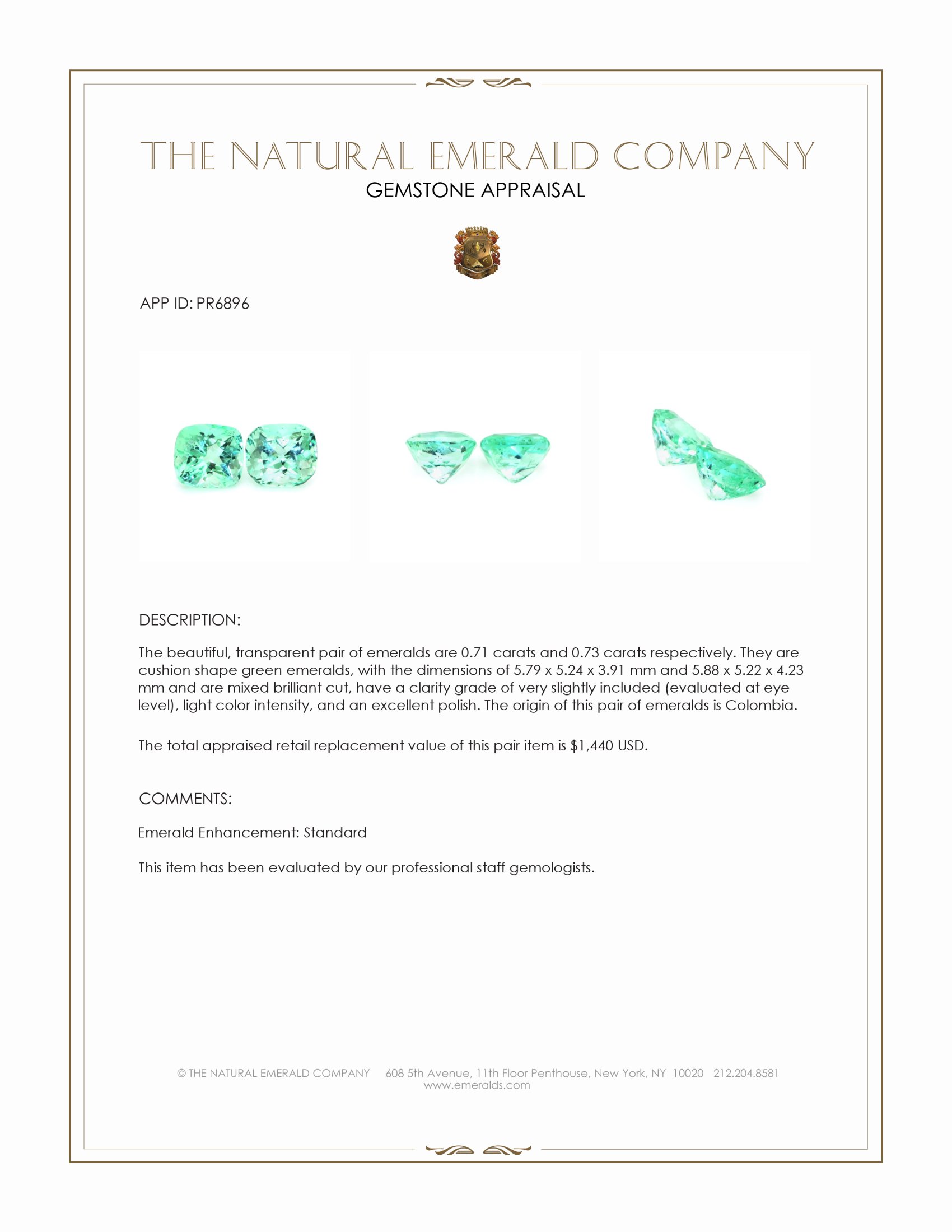 1.44 Ct.Tw. Emerald Pair from Colombia