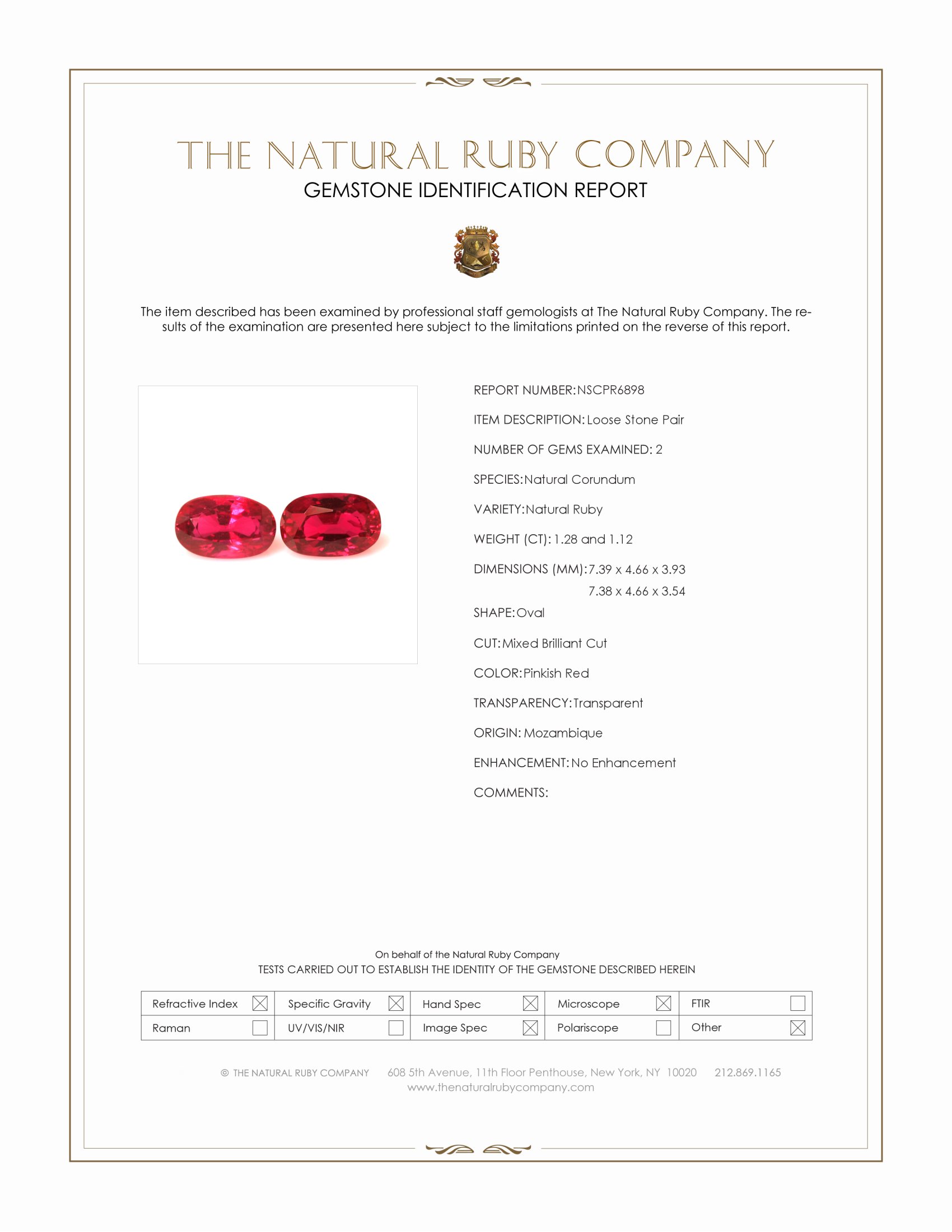 2.40 Ct.Tw. Pinkish Red Ruby Pair from Mozambique