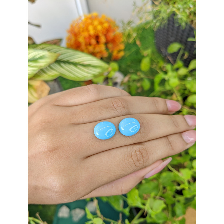 9.48 Ct.Tw. Cabochon Turquoise Pair from United States