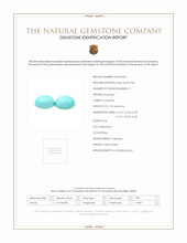 14.49 Ct.Tw.Total Carat Weight Blue Cabochon Turquoise Pair from USA Scan Report